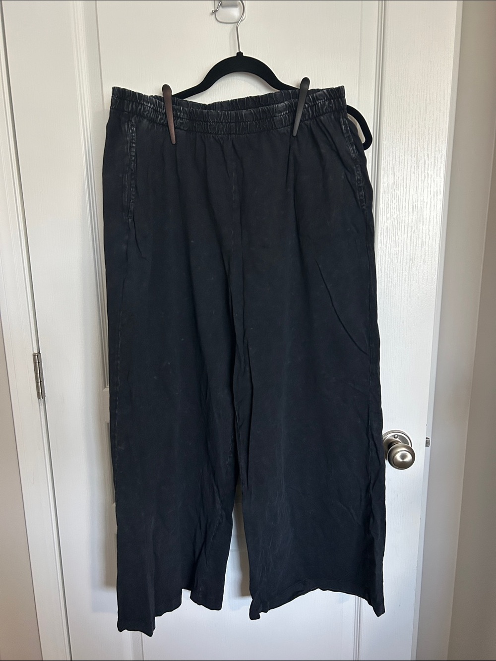 George Wide-Leg Black Acid Wash Lounge Pants